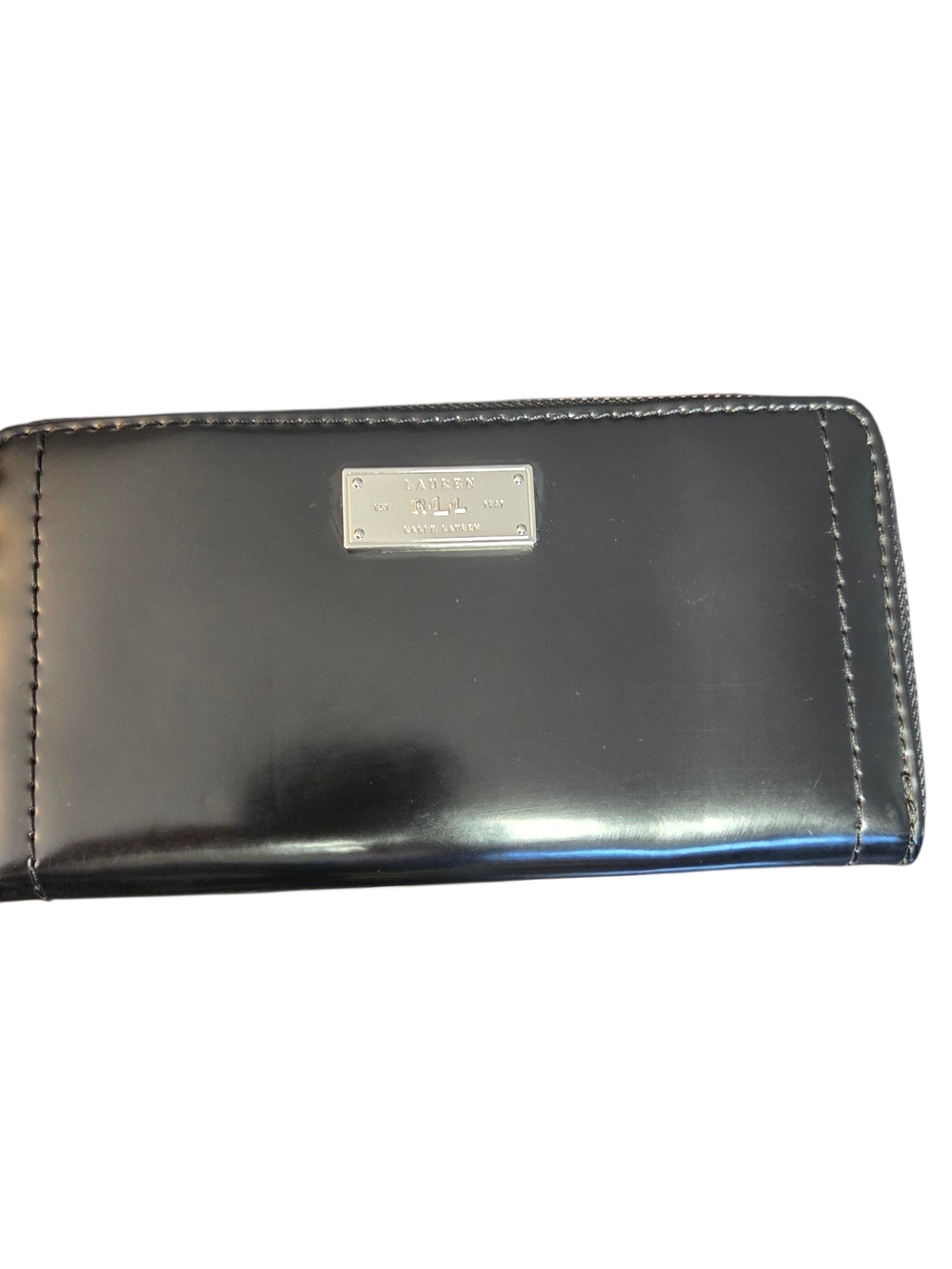 Lauren Ralph Lauren Black Patent Wallet 7 1/2" X 4"